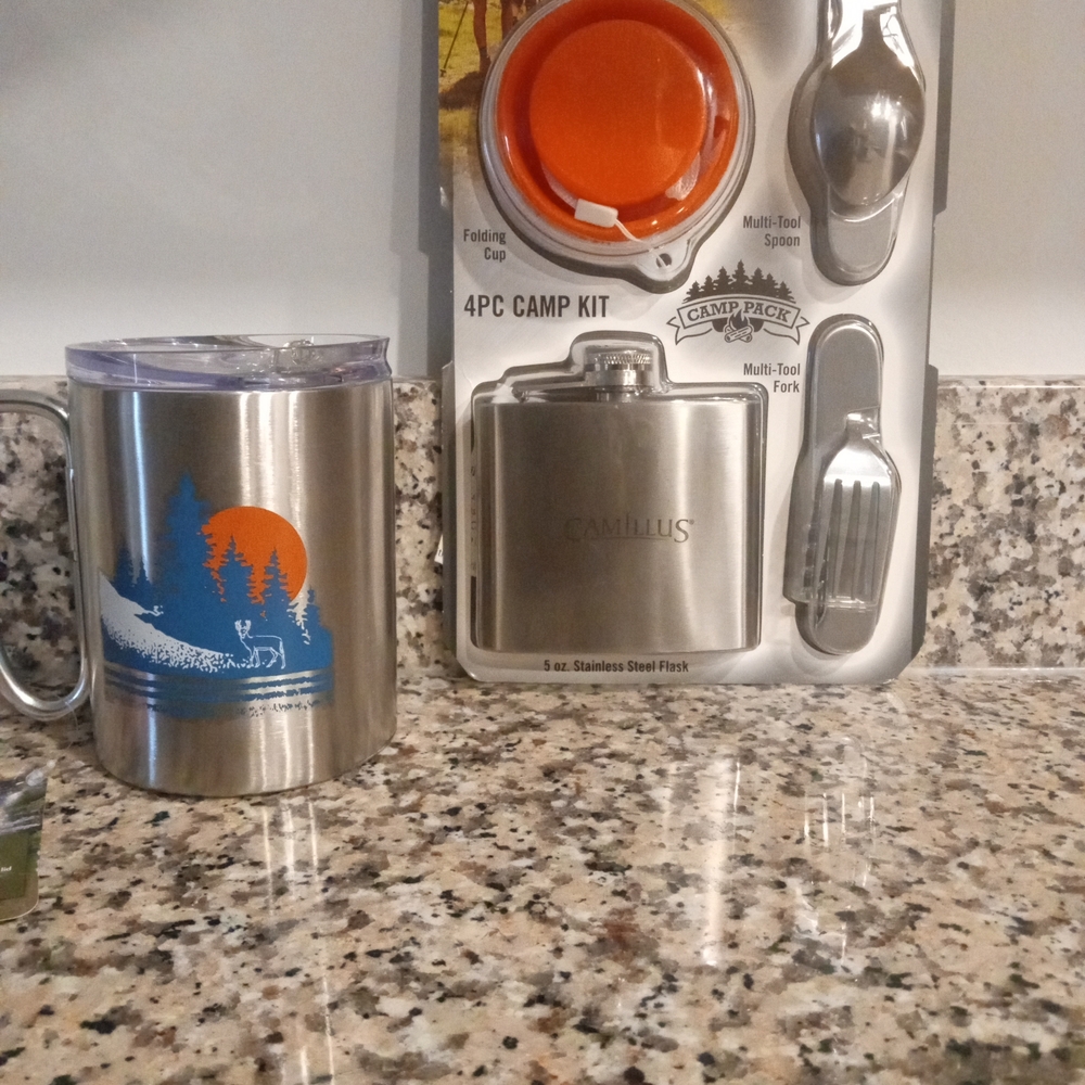 Ozark Trail and Camillus Stainless Steel Camp Kit with Orange and Blue Accents